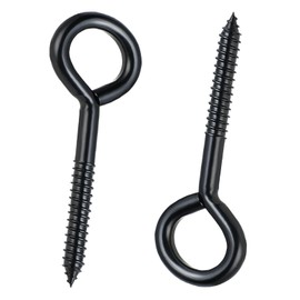 2 Pcs Large 5 Inch Eye Hooks Screw, Stainless Steel Heavy Duty Eye Bolts Screw in for Hanging, Safe for Indoor and Outdoor Use (Black)
