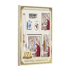 Girls Blessed Sacrament Deluxe First Communion Gift Box Set with Candle