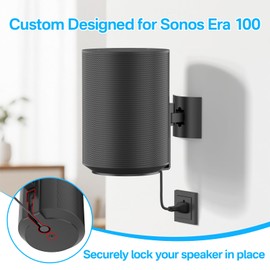 Pair of Speaker Wall Mount for Sonos Era 100 Ceiling Mount or Tilt and Swivel Adjustable Bracket for Sonos Era 100 Wall Mount Black with Flexible Mounting Ways Ceiling Mount for Sonos Era 100