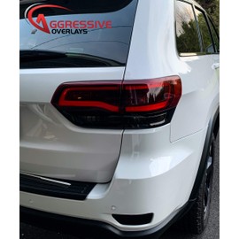 Aggressive Overlays Compatible with 2014-2021 Jeep Grand Cherokee Tinted Taillight Film Third Brake Tail Light Overlay Covers (DARK SMOKED)