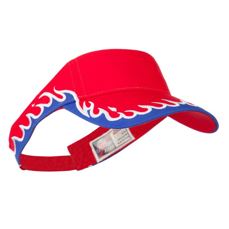 Cotton Twill Flame Visor - Red Royal White OSFM