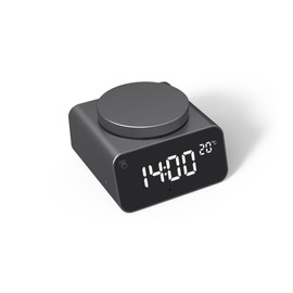 Xoopar - Réveil Numérique Lumineux avec Thermomètre - Reglage Automatique Heure et Température - Configuraton Alarme Facile - Fabriqué en Aluminium - Plastique Recyclé - REDDI ALARM NOIR