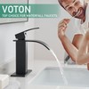 VOTON Black Bathroom Faucets Modern Waterfall Bathroom Sink Faucet Matte