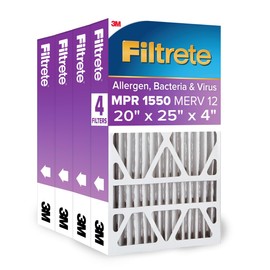 Filtrete Filtrete 20x25x4(SlimFit), AC Furnace Air Filter, MPR 1550 DP, Healthy Living Ultra Allergen Deep Pleat, 4-Pack, Fits Lennox & Honeywell Devices (exact dimensions 19.5 x 24.5 x 3.75)
