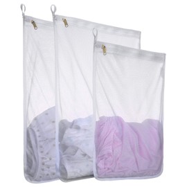 Reusable Mesh Laundry Bags, Delicates Garment Washing Bags for Travel/College, Durable Zipper Closure (2 Large 1 Medium)