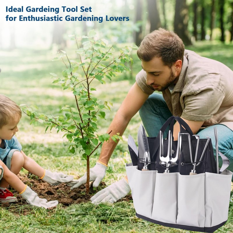 Garden Tool Set, Stainless Steel Gardening Kit, with Large Capacity