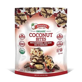 Jennies Organic Coconut Bites with Goji & Chia, 5.25oz Gluten Free, Non-GMO, Peanut Free, Kosher (6 Packs)