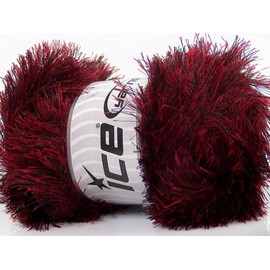 Ice 100 Gram Eyelash Yarn - Midnight Valentine #44924 - Ice Red Black Fun Fur - 164y