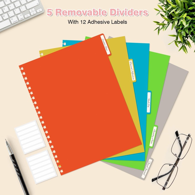 A5 Notebook, Lined Notebook with Removable Dividers, 300 Pages 100GSM