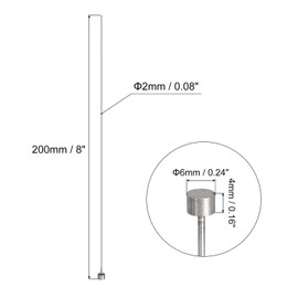uxcell Straight Ejector Pins, 2mm (5/64") Dia. 65Mn Steel Round Tip Punch 200mm (8") Long for Mechanical Maintenance 10Pcs