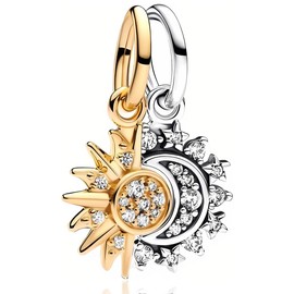 HQRKOTM Charms Sun Moon S925 Bracelets Bead Compatible for Bracelet Jewellery for Women, Horn