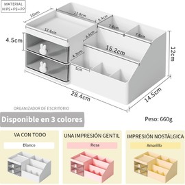 Timotech Organizador de Escritorio para Bolígrafos con Cajón, Organizador de Accesorios, Soporte para Lápices, Cajón para Oficina, Organizador Multifuncional para Suministros de Arte y Papelería