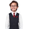 ZENXUS Boy's Solid Apple Red Tie with Pocket Square Set,