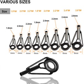 N-AA Pack of 32 Tip Ring Rod Ring, Fishing Rod Repair Tip Ring, Fishing Rod Repair Accessories, Fishing Rod Guide, Fishing Rod Tip Repair, Applicable to All Waters (8 Sizes)