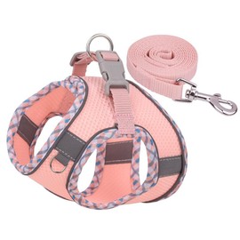 Dog Harness, No-Pull Dog Harness for Medium Dogs, Reflective Chest Harness for Small Dogs, Soft Breathable Air Mesh Adjustable Pet Vest Harness with Lead - Pink, XL