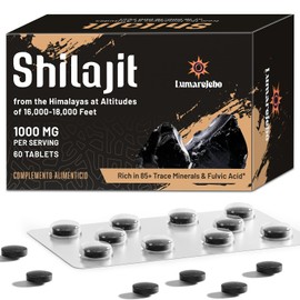 Shilajit Tablets, 30,000 mg High Dose Pure Himalayan Shilajit, Rich in 60% Fulvic Acid and Over 85 Minerals, 10:1 Extract, More Practical than the Resin Mould (60 Tablets)