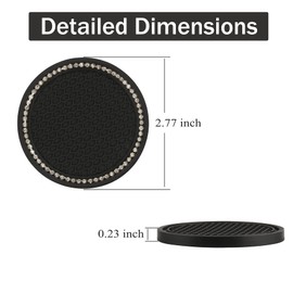 JUSTTOP 2 Pack Universal Auto Anti Slip Cup Holder Insert Coaster, Car Cup Holder Coaster, Bling Crystal Rhinestone Car Interior Accessories, Black - Grey