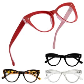 Eyekepper - Juego de 4 anteojos de lectura con diseño de Cateye de gran tamaño para lectores de mujeres (+4.00)