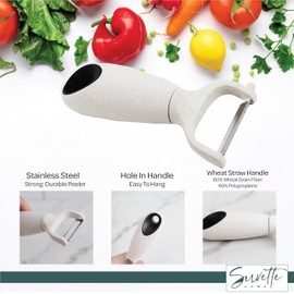 Fruit and Vegetable Peelers with Stainless Steel or Ceramic Blades, Wheat Straw Handles (Stainless Steel)