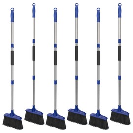 Kefanta 6 Pack Heavy Duty Broom Indoor/Outdoor Commercial Brooms Angle Broom 53 inches for Courtyard Garage Restaurant Lobby Patio Shop Home Kitchen Office Floor