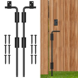 18" Cane Bolt Gate Drop Rod Heavy Duty Stopper Hardware, Gate Ground Latch for Wood Metal Vinyl Gates Doors, Gate Drop Pin for Holding Gate to The Ground, Black Finish-2 Pack