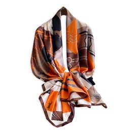 LumiSyne Women's Silk Scarf Fashion Printed Neckerchief Retro Horse Polka Dot Pattern Large Square Shawl Headscarf All Season