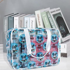 ONEART Clear Cartoon Cosmetic Bag for Woman,Waterproof Makeup Storage Pouch with Zipper, Portable Travel Wash Bag Organizer Case, Love Panda