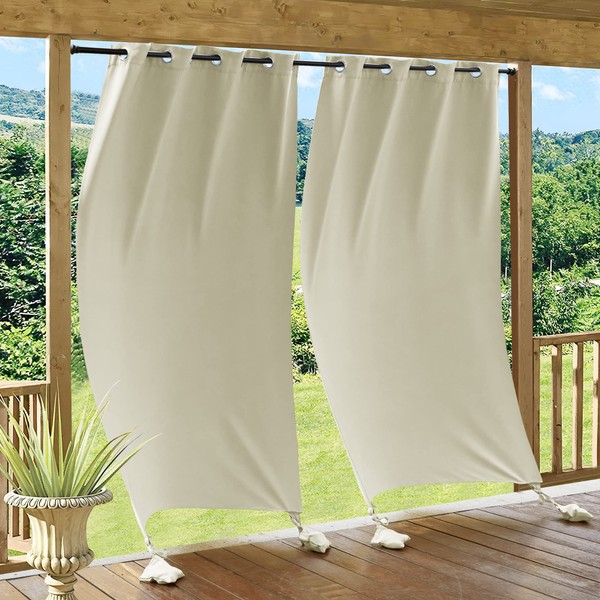 RYB HOME Windproof Curtains Outdoor - Waterproof Blackout Curtain with