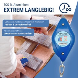 Kaufmann Chalk Line Set, Blue, 20 m Marking Line with Chalk, Quick Line Retraction, Large and Robust Aluminium Housing