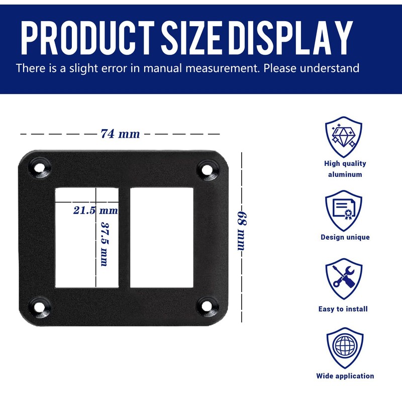 MIIGII Switch Panel, 2 Gang Rocker Toggle Switch Aluminum Housing