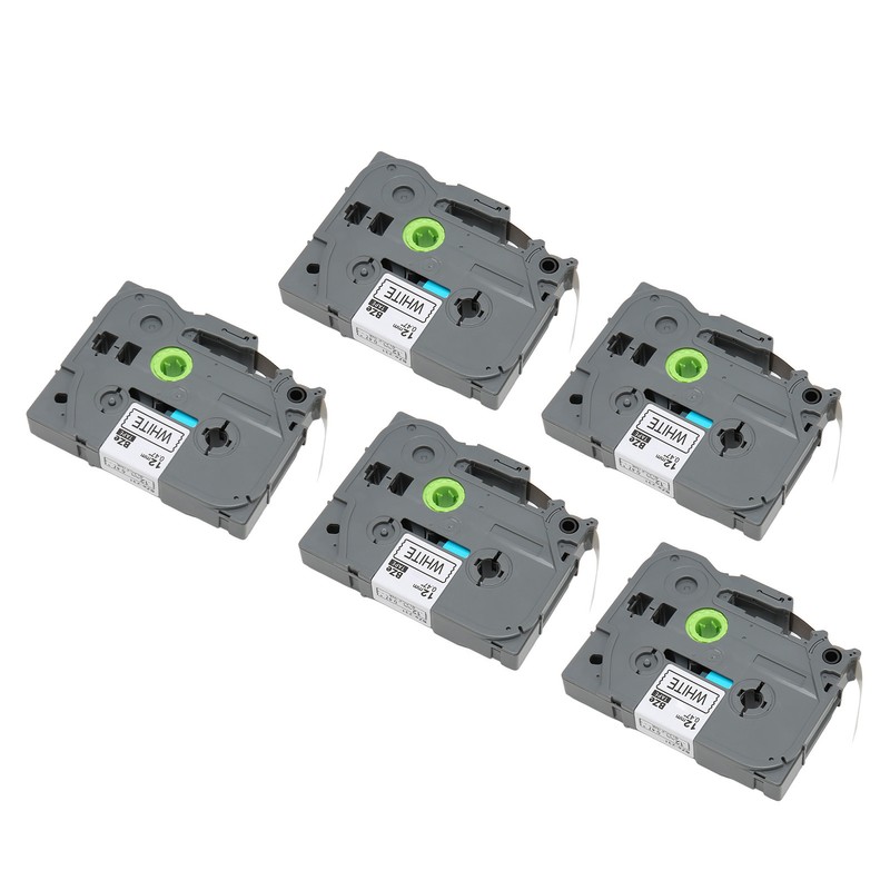 5 Pcs Label Maker Tape Black On White 12mm Width