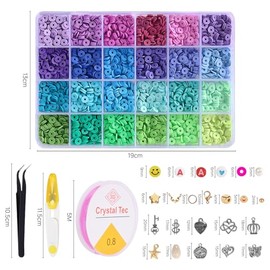 10440Pcs Cuentas de Arcilla para Hacer Pulseras, Arcilla Polimérica Cuentas Planas para la Joyería que hace el Kit, 48Ccolores de Arcilla Heishi Cuentas para Niños Adultos que Hacen Collar Pendiente (Cajas A-3)