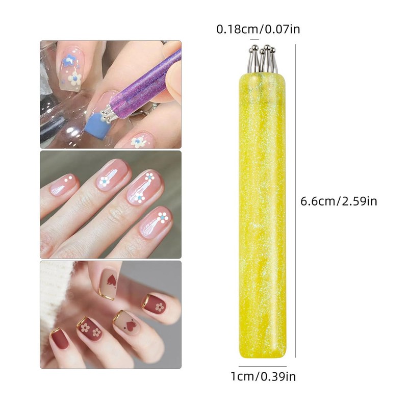8 Pack 5 Petal Flower Nail Dotting Pen 1.8mm Fine