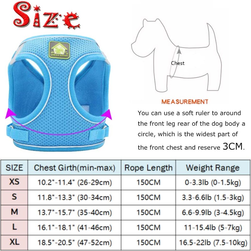 FEimaX Dog Harness and Leash Set, No Pull Soft Mesh