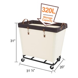 StorageWorks 320L Laundry Basket with Wheels, Extra Large Rolling Hampers for Clothing Organizer, Dirty Clothes Basket for Hotel, Home, Closet, Dorm, Beige