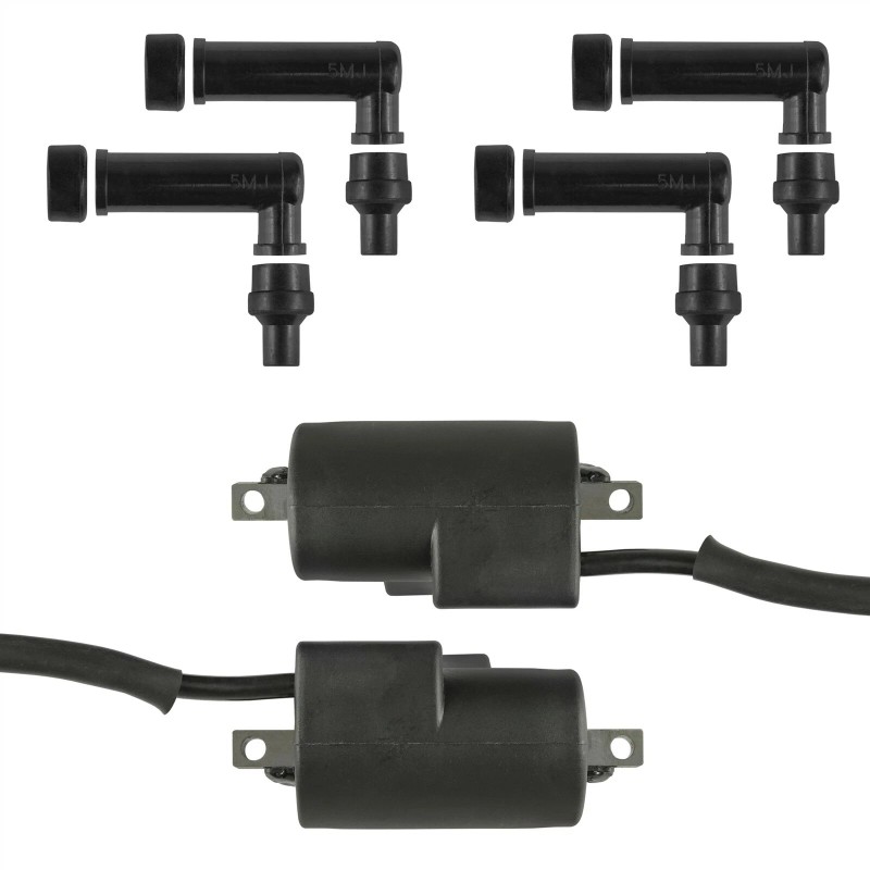 Caltric 2x Ignition Coil With Spark Plug Caps For Yamaha