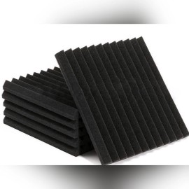 Techone Audio 12 Pack Black Acoustic Panels Foam Sound Absorbing Wall Panels 1 x 12 x 12, NEW