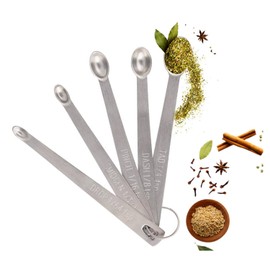 5 Pieces Stainless Steel Measuring Spoons Set，Metal Measuring Spoons for Dry or Liquid Spice Sugar, Teaspoons for Home and Office