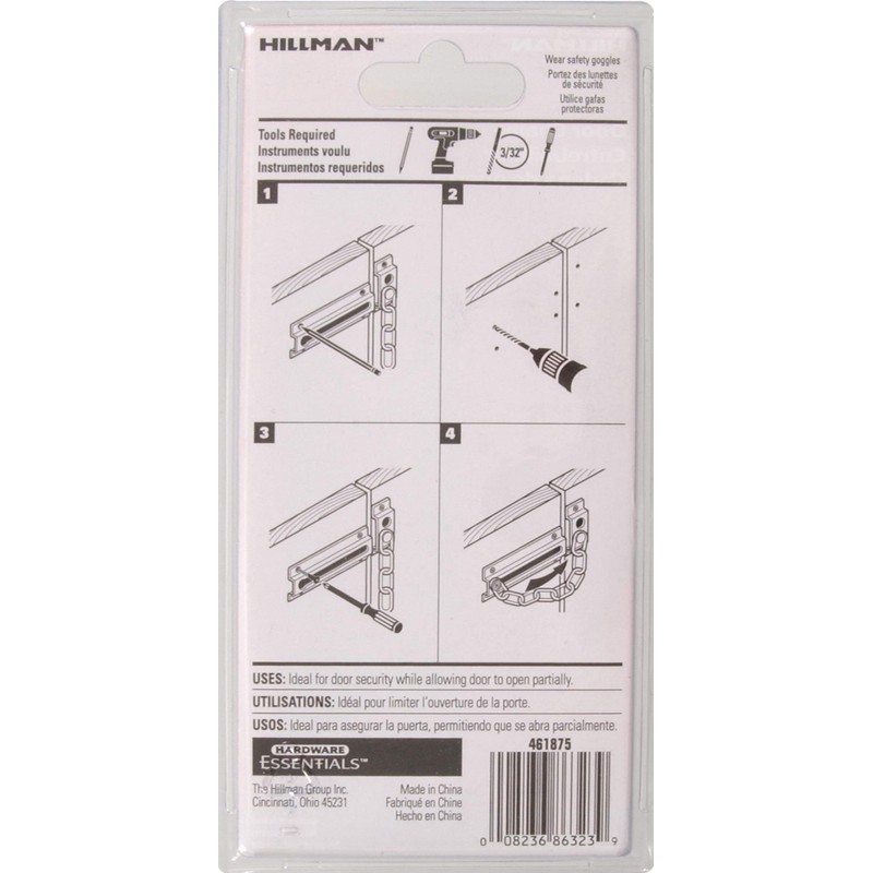 Hillman Hardware Essentials 851217 Door Chains Satin Nickel