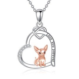 DAYLINLOVE Chihuahua Necklace S925 Sterling Silver Chihuahua Pendant Necklaces Chihuahuas Jewelry Gifts For Women Mom Wife