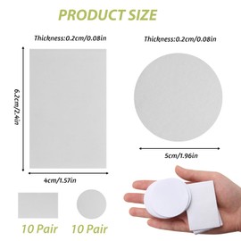 Teuena 20 Pairs Rug Gripper, Carpet Grippers for Rugs on Top of Carpet, Hook and Loop Rug Pads Reusable, Carpet Stickers for Rugs, Anti Slip for Laminate Floor and Wooden Floors-Square Round - White