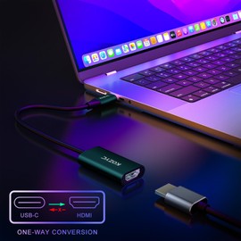 USB C to HDMI 4K Adapter, Type-C to HDMI Converter, Compatible with Thunderbolt 3, DP 1.2/1.4 alt Mode Support 4K 30Hz, 3D, Copy & Extended Display for Laptop, MacBook Pro, UHDTV, Green