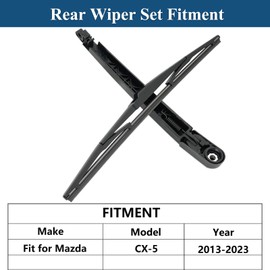 Rear Windshield Wipers Set for Mazda CX-5 2013 2014 2015 2016 2017 2018 2019 2020 2021 2022 2023 2024 Back Glass Wiper Arm Blade Replacements All Seasons Fit, Replacement OE: L206-67-421