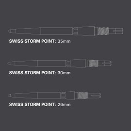 Target Darts Swiss Point Storm Dart Points (3 Pack Set of Tips) 35mm Black SP – Change Dart Point, Professional Darts Accessories