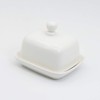 NAGU Small Rectangle Butter Dish with Lid, White Procelain Domed