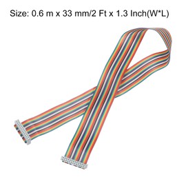 MECCANIXITY IDC Rainbow Wire Flat Ribbon Cable 2.54mm Pitch 26 Pin Connection Line FC Dual Female Gray Connector for DIY Experiment 2 Ft Length 1 Pcs