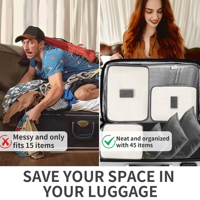 Teynewer 6PCS Travel Organiser Packing Bags Packing Cubes Set Durable