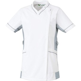 Midori Anzen VEM121 Women's Verdexel Nurse Wear Scrub, White/Silver Gray, L
