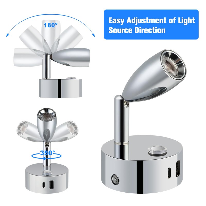 ERWEY LED Reading Lamp 12 V Motorhome Touch Dimmable 3