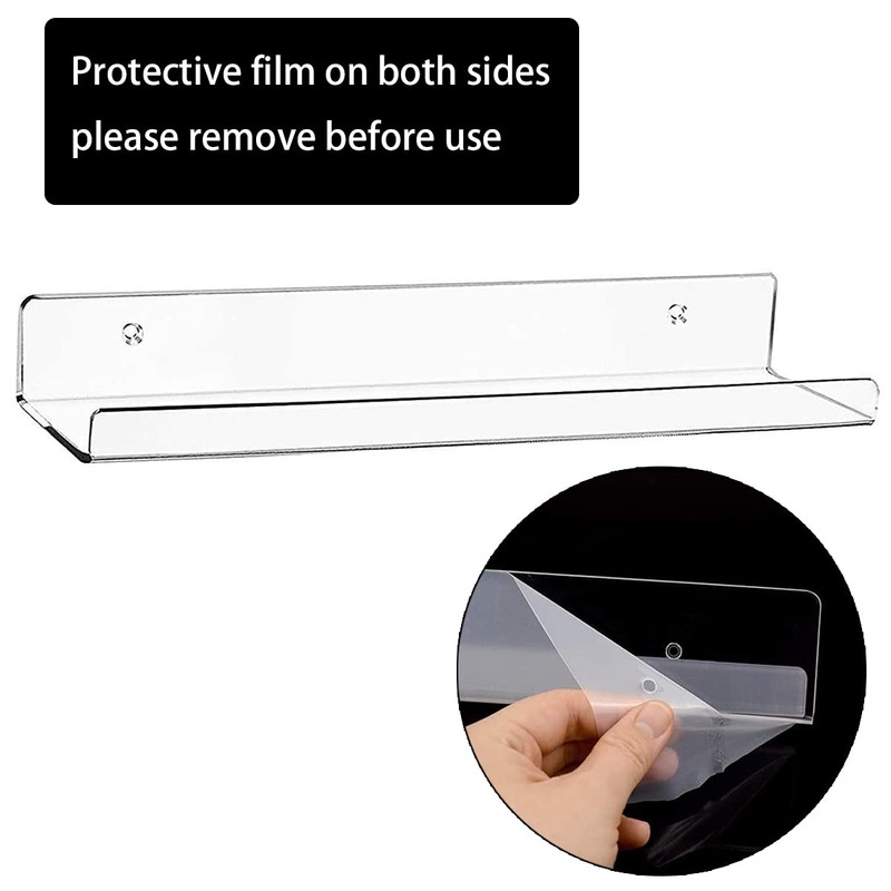 Cerpourt Cerpourt Acrylic Floating Wall Ledge Shelf, Clear Bathroom Storage